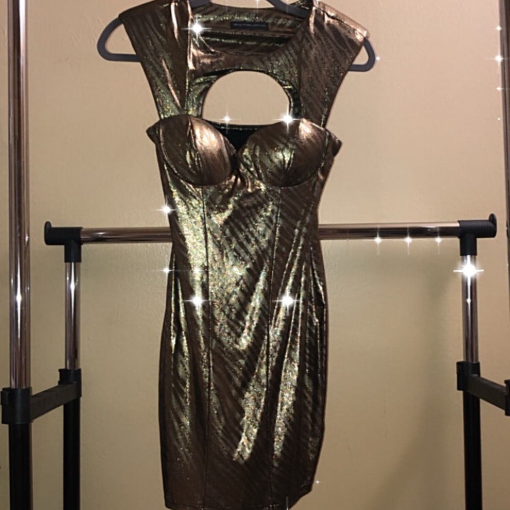 Gold bustier padded dress